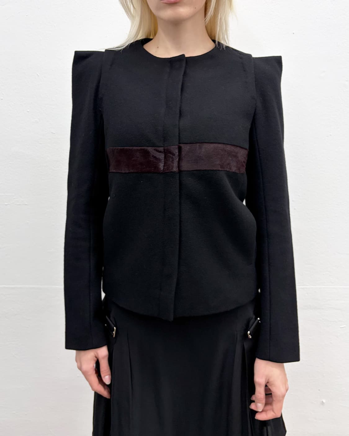 프렌치 디자이너 박스-숄더 울 자켓 상품이미지4