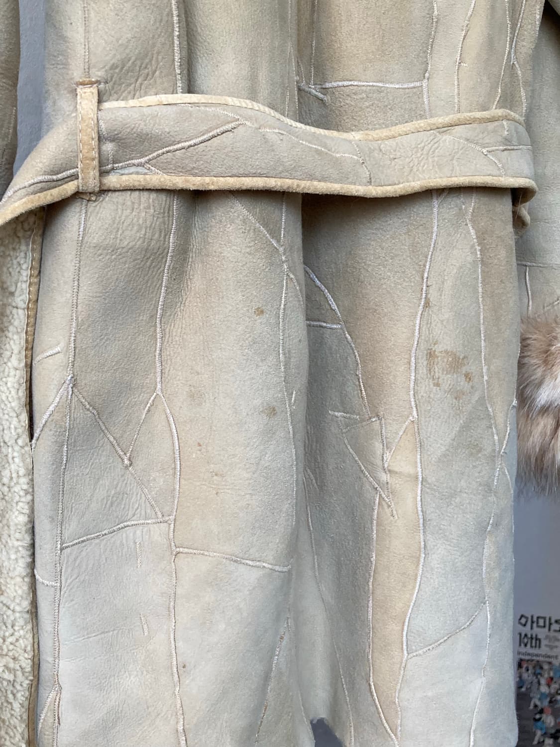 y2k 가죽 패치워크 롱 퍼 코트 상품이미지10