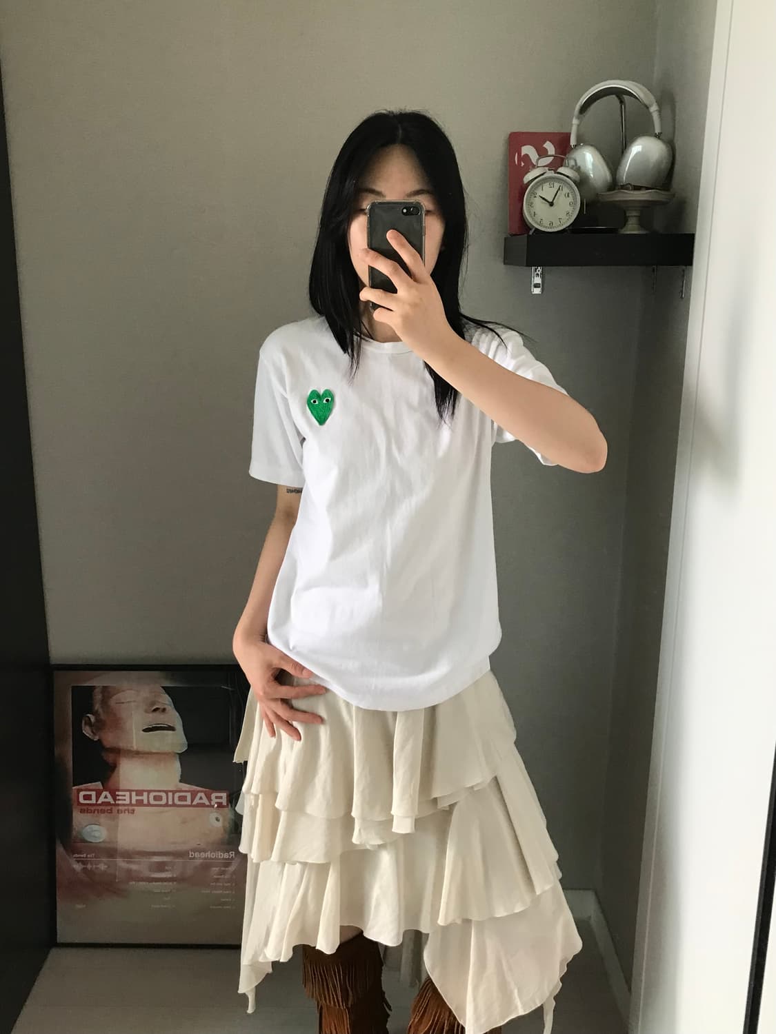 꼼데가르송 그린 와펜 화이트 반팔티 상품이미지3