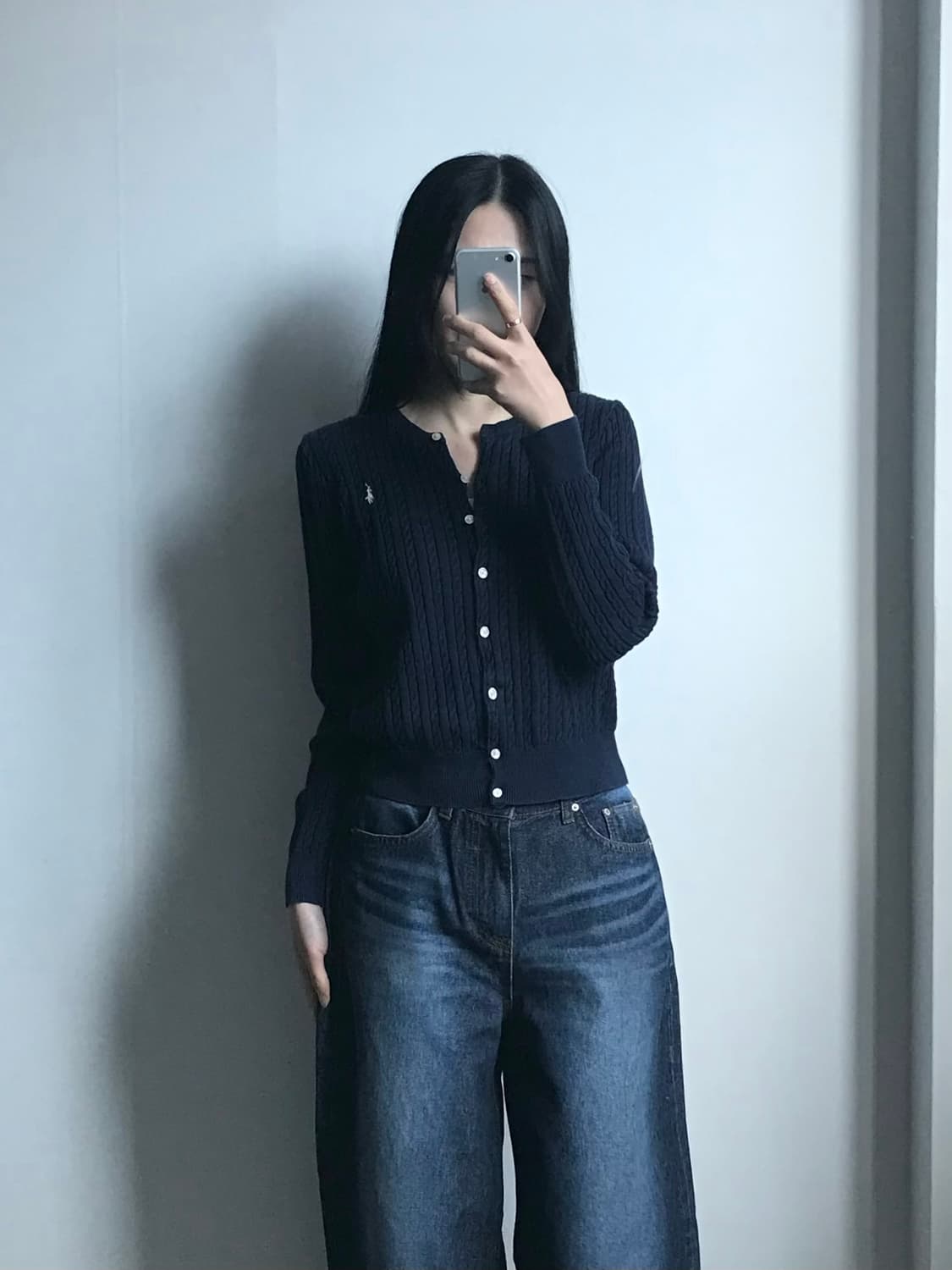 폴로 랄프로렌 QR 신형 네이비 꽈배기 니트 가디건 상품이미지1