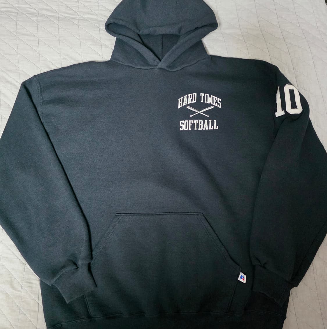 [XL] 90s 빈티지 러셀 애슬레틱 소프트볼 10 후드 블랙 굿컨디션 상품이미지1