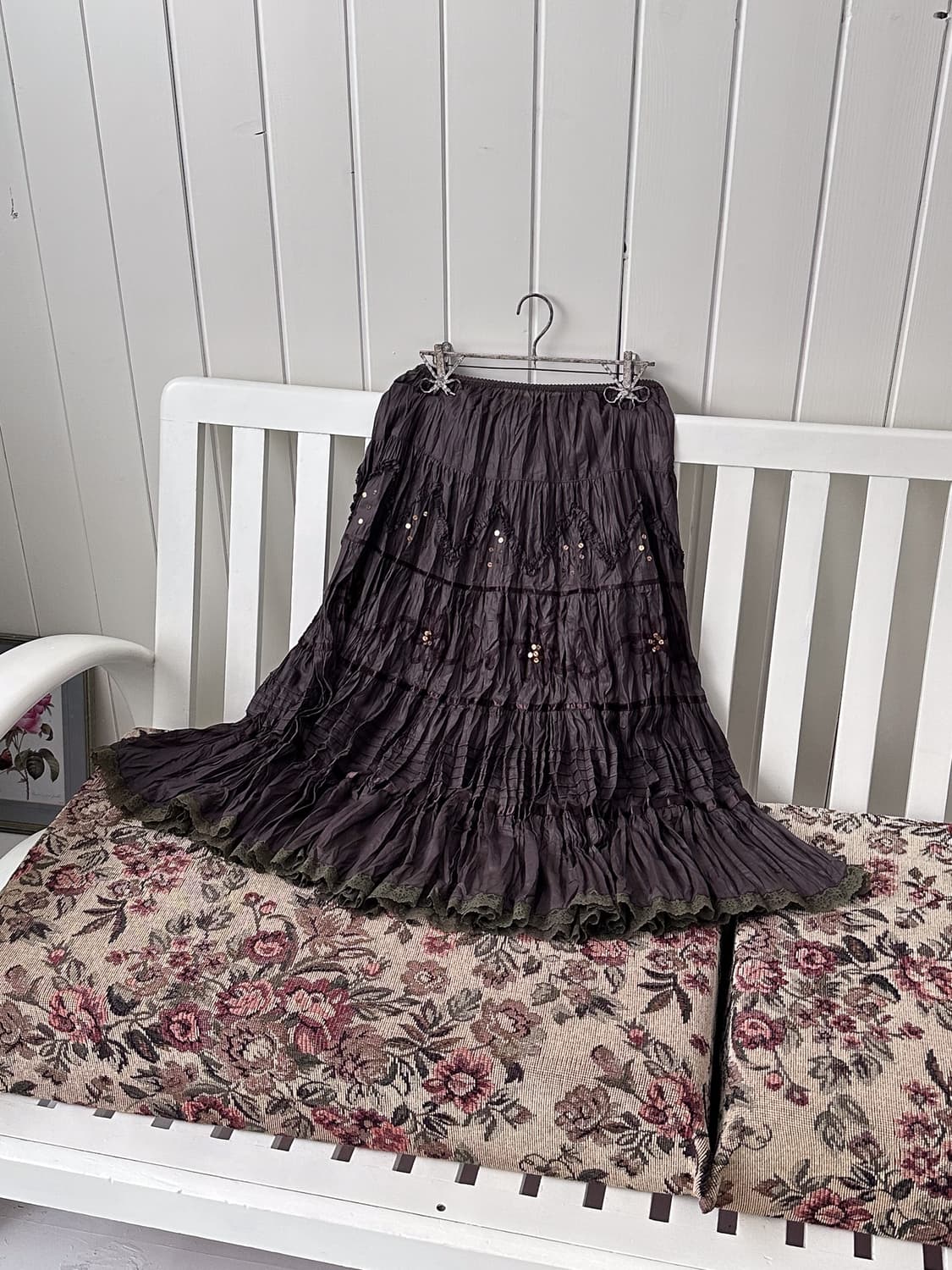 Floral Ruffle Beaded Skirt 0247 상품이미지1