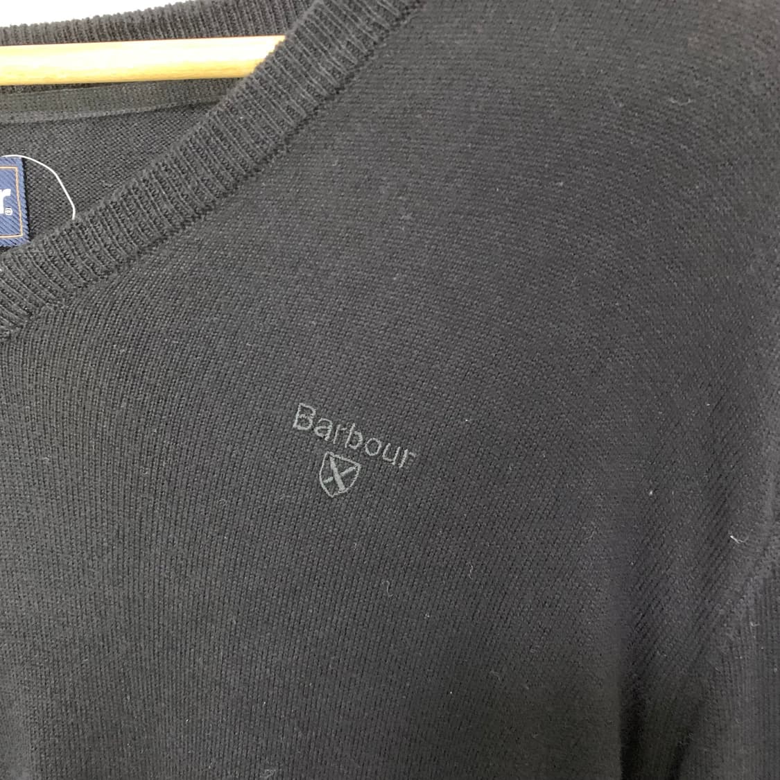 바버 V넥 피마코튼 루즈핏 니트 블랙 남성 M 상품이미지5