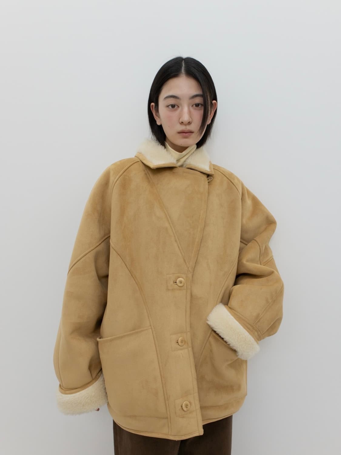 [새상품] GBH 시어링 코트 베이지 상품이미지3