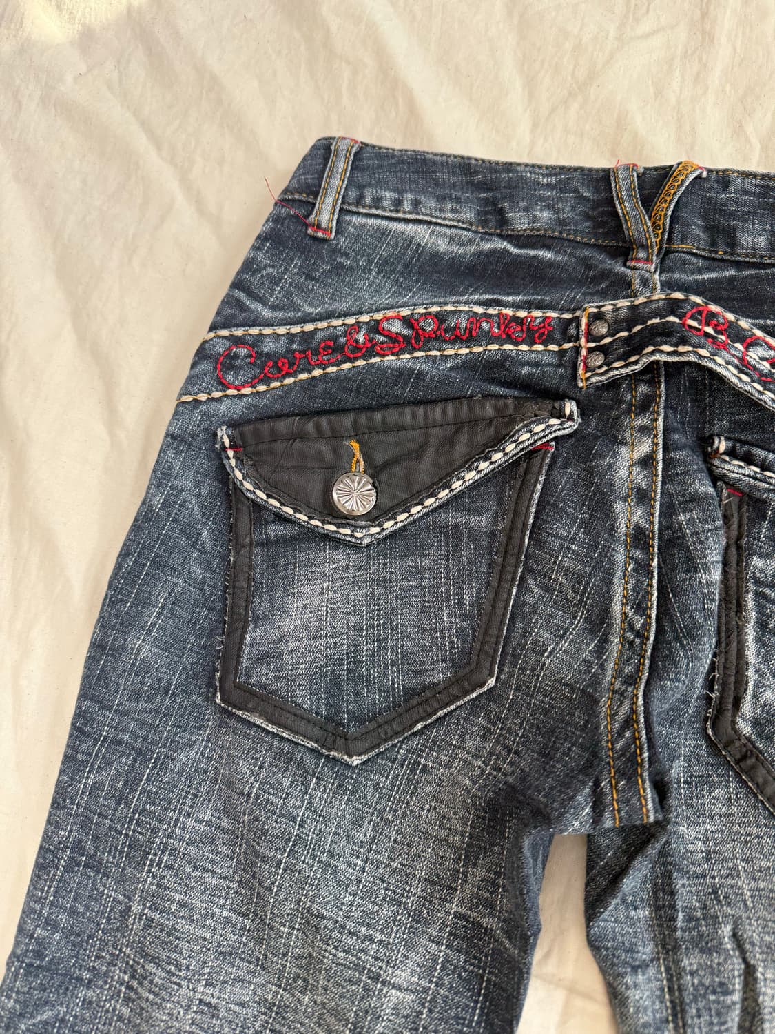 펑크 락시크 크랙워싱 부츠컷 데님 팬츠 상품이미지8