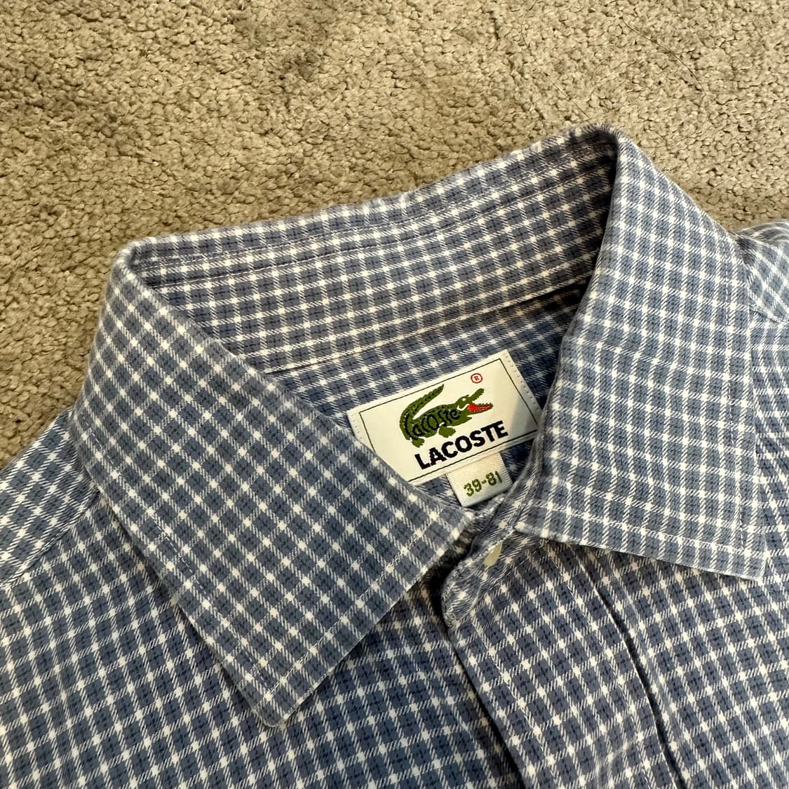 라코스테 깅엄 체크 긴팔 셔츠M-L 상품이미지5