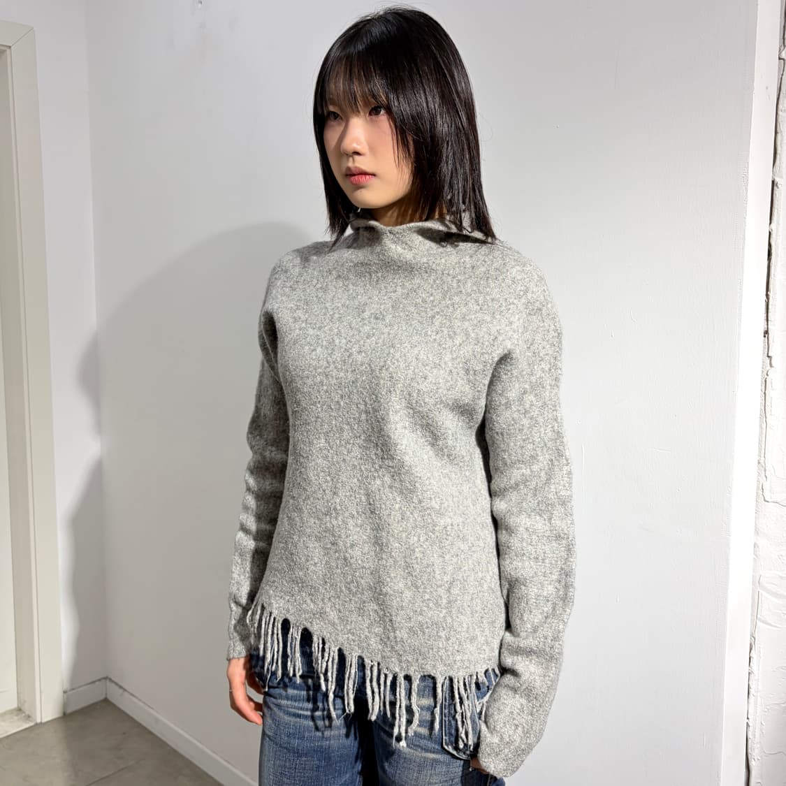 T by Alexander Wang 프린지 후드티 니트 상품이미지1