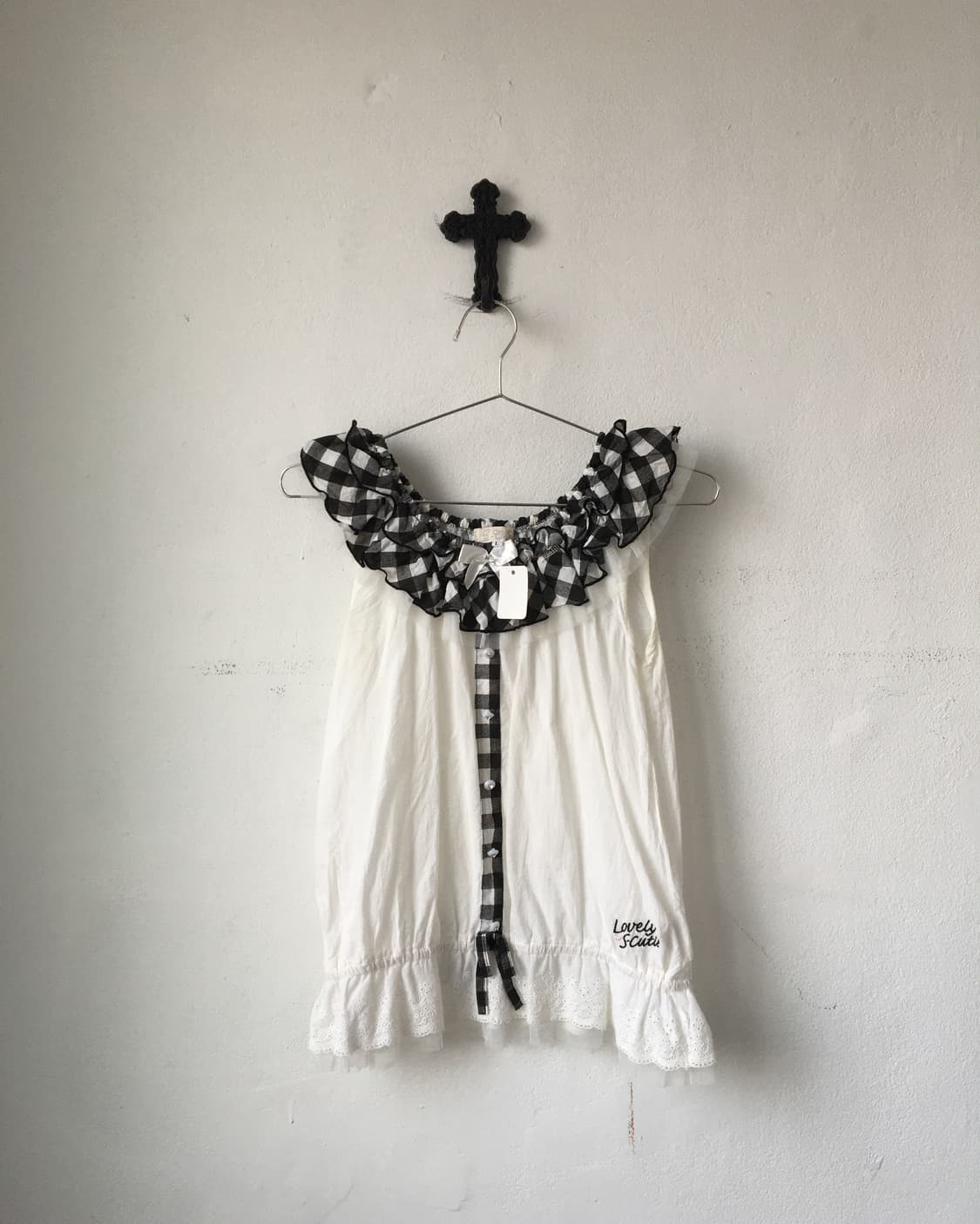 Check pattern frill point sleeveless 상품이미지2