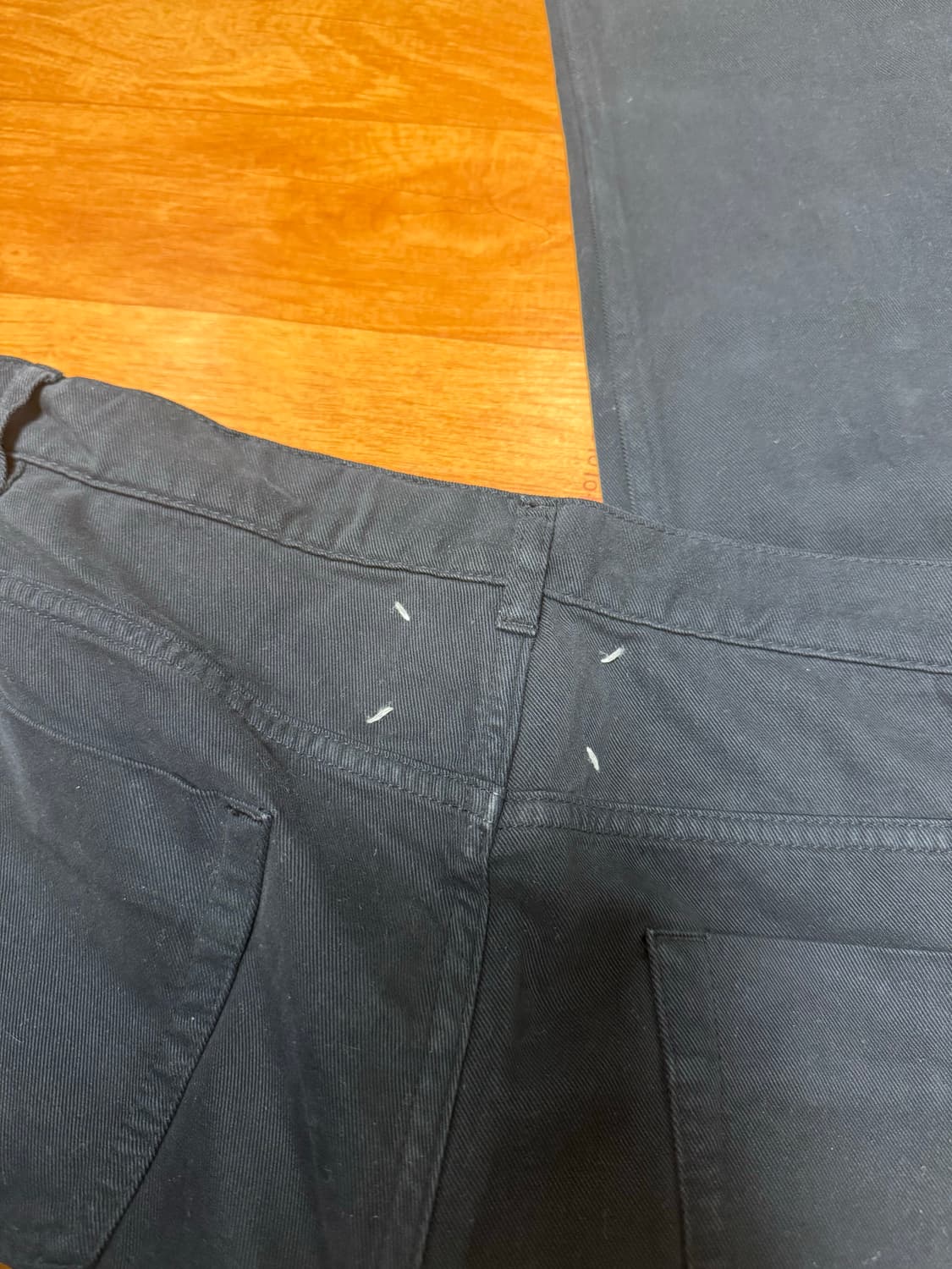 [50] 프랑스구매 마르지엘라 블랙/버건디 코튼 캐시미어 슬림팬츠 상품이미지7