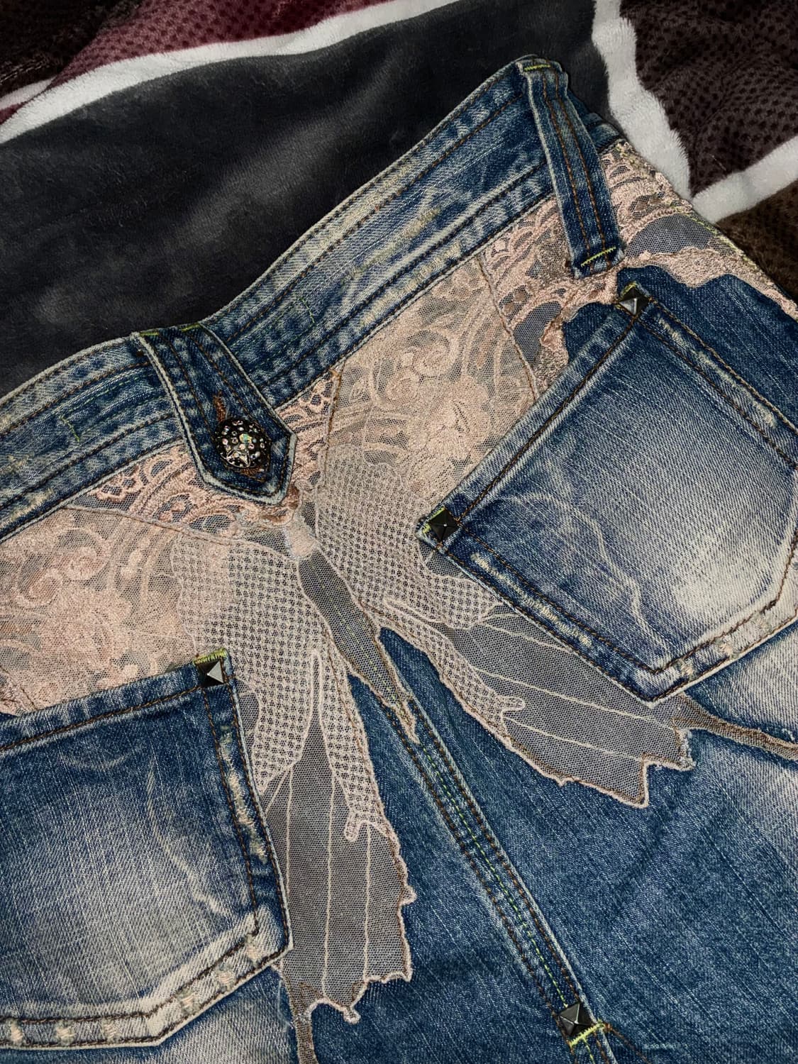 y2k 오네갸루 나비레이스 미디스커트 상품이미지2