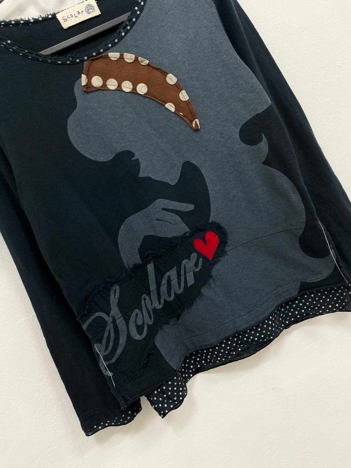 [SCOLAR] 신데렐라 y2k 브라운 도트 롱슬리브 상품이미지6