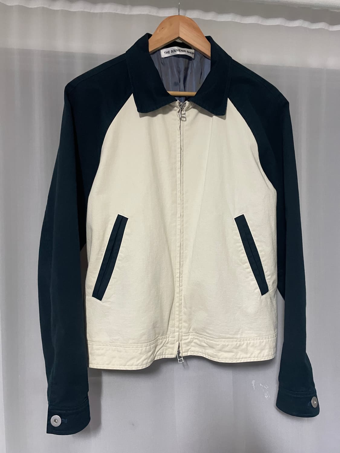 [m]더수베니어샵 래글런 슬리브 자켓 네이비 상품이미지1