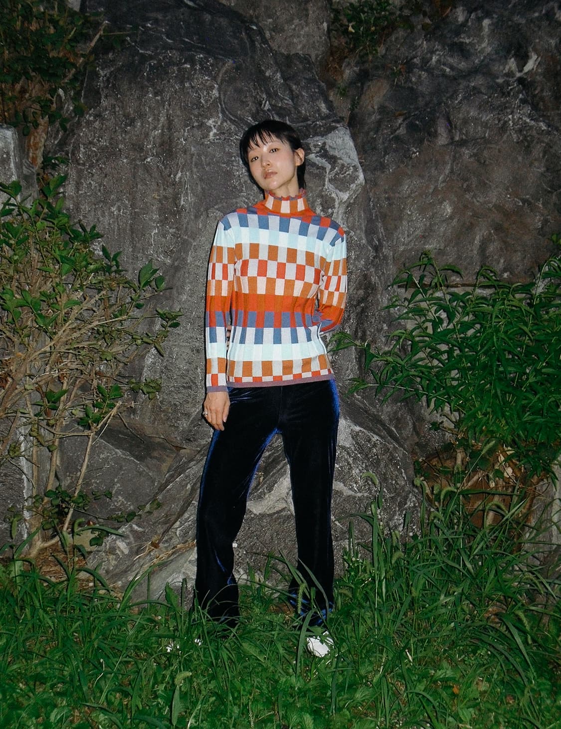 Color block knit turtle neck 상품이미지2