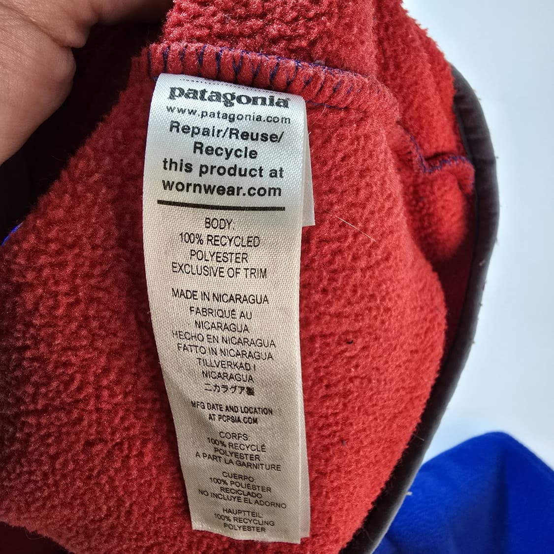22FW 파타고니아 신칠라 스냅-T 플리스 로얄 블루/레드/그레이 상품이미지5