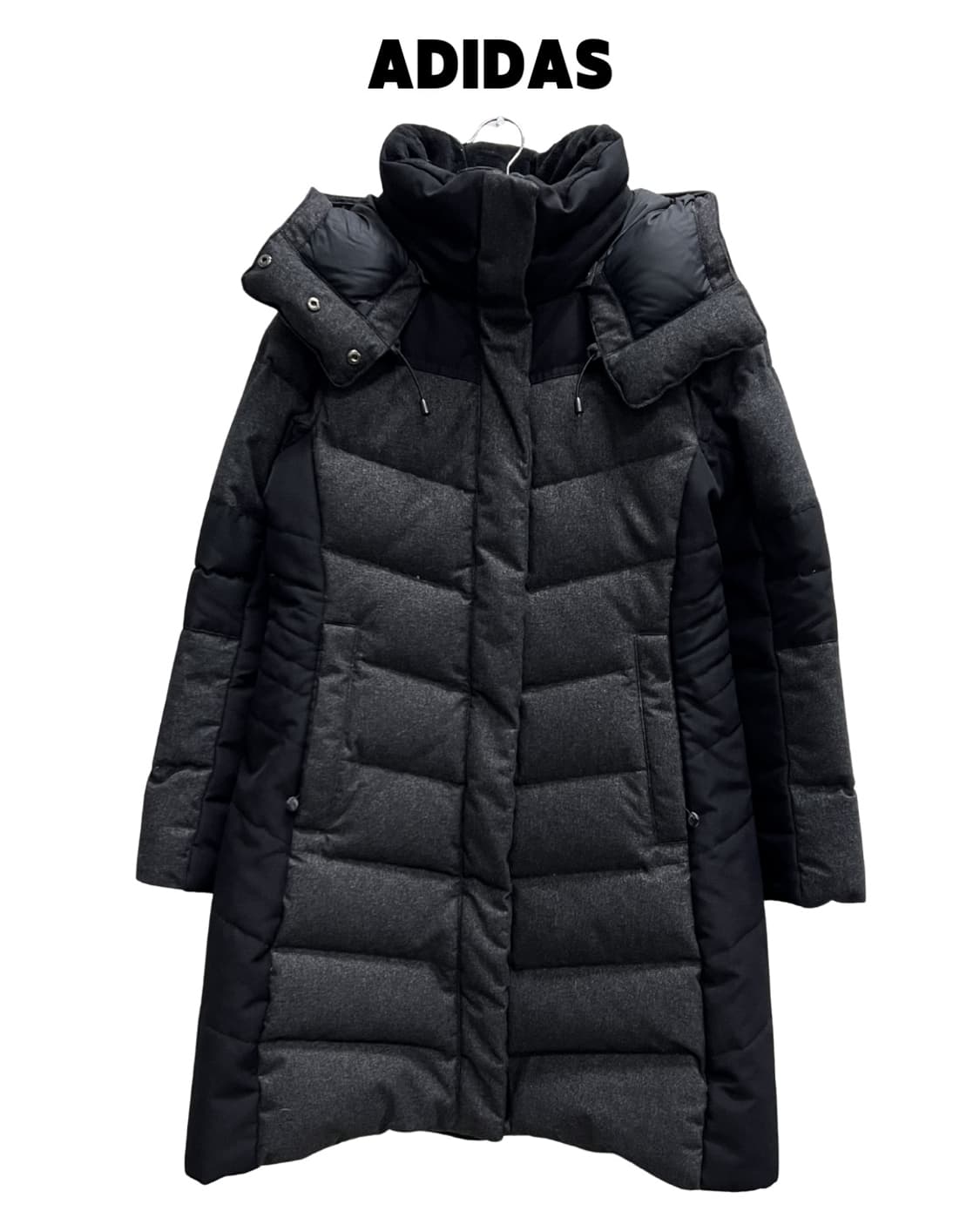 노스페이스 우먼스 구스다운 롱 패딩 자켓 차콜 상품이미지1