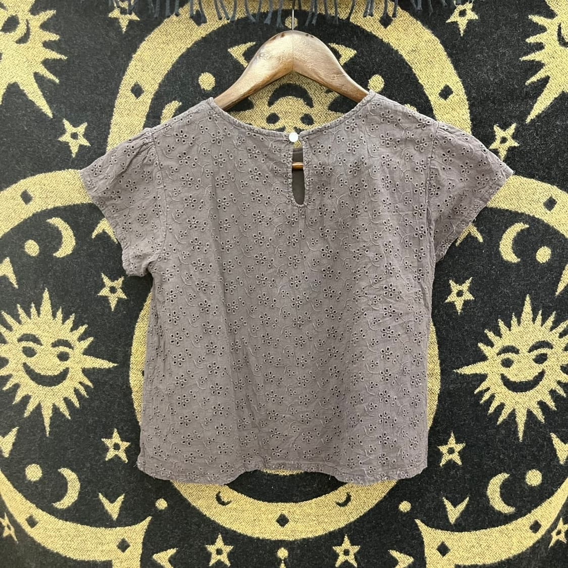 빈티지 보헤미안 모리 코지 펀칭 잔꽃 크롭 반팔티 K0080 상품이미지4