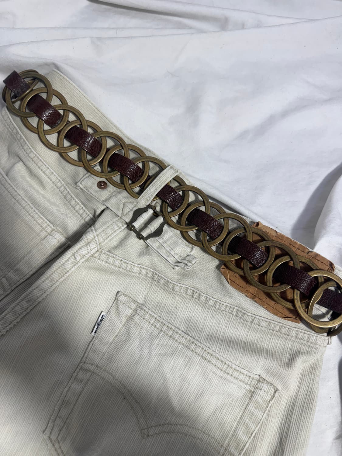 빈티지 링 체인 레더 벨트 상품이미지3