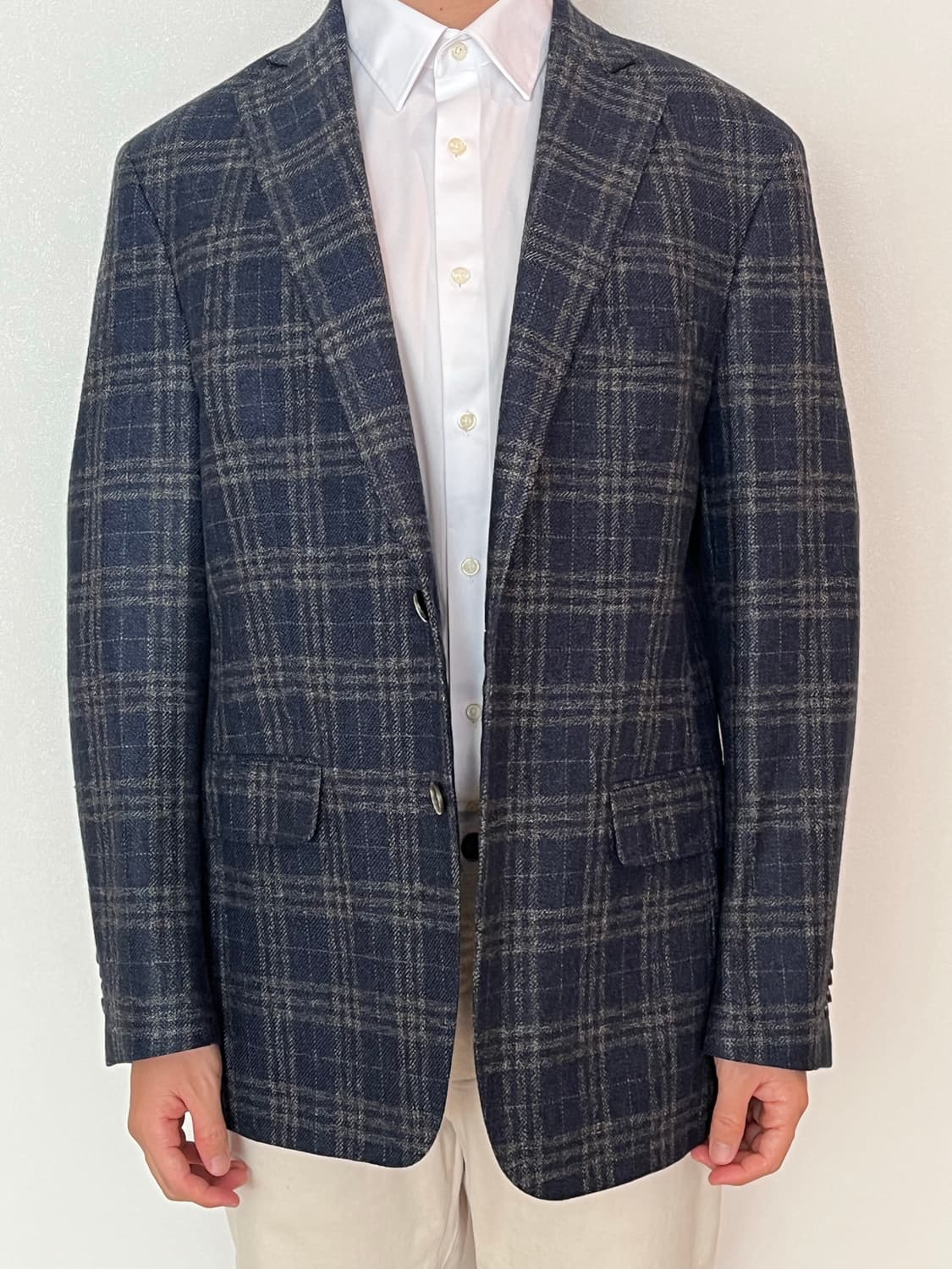 윌리엄스 & 켄트 체크 울 실크 린넨 블레이저 MADE IN USA 상품이미지1