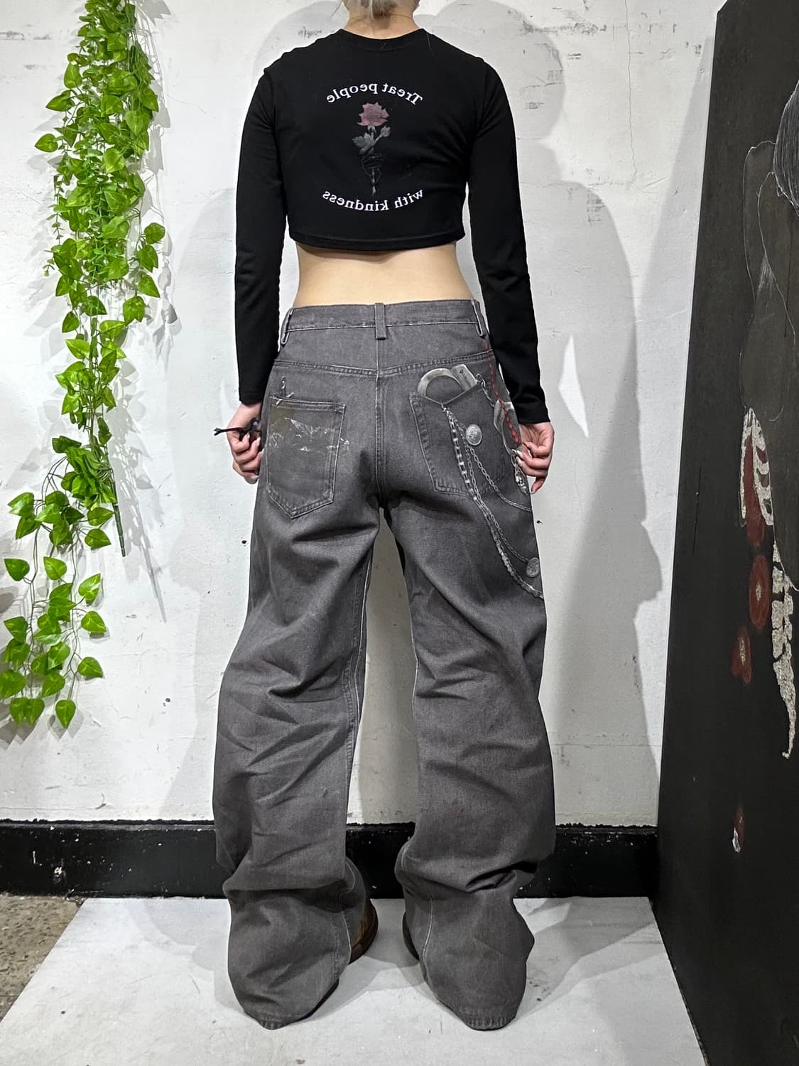 NONRADICAL 논래디컬 3D 체인 프린팅 힙합 와이드 데님 팬츠 상품이미지3