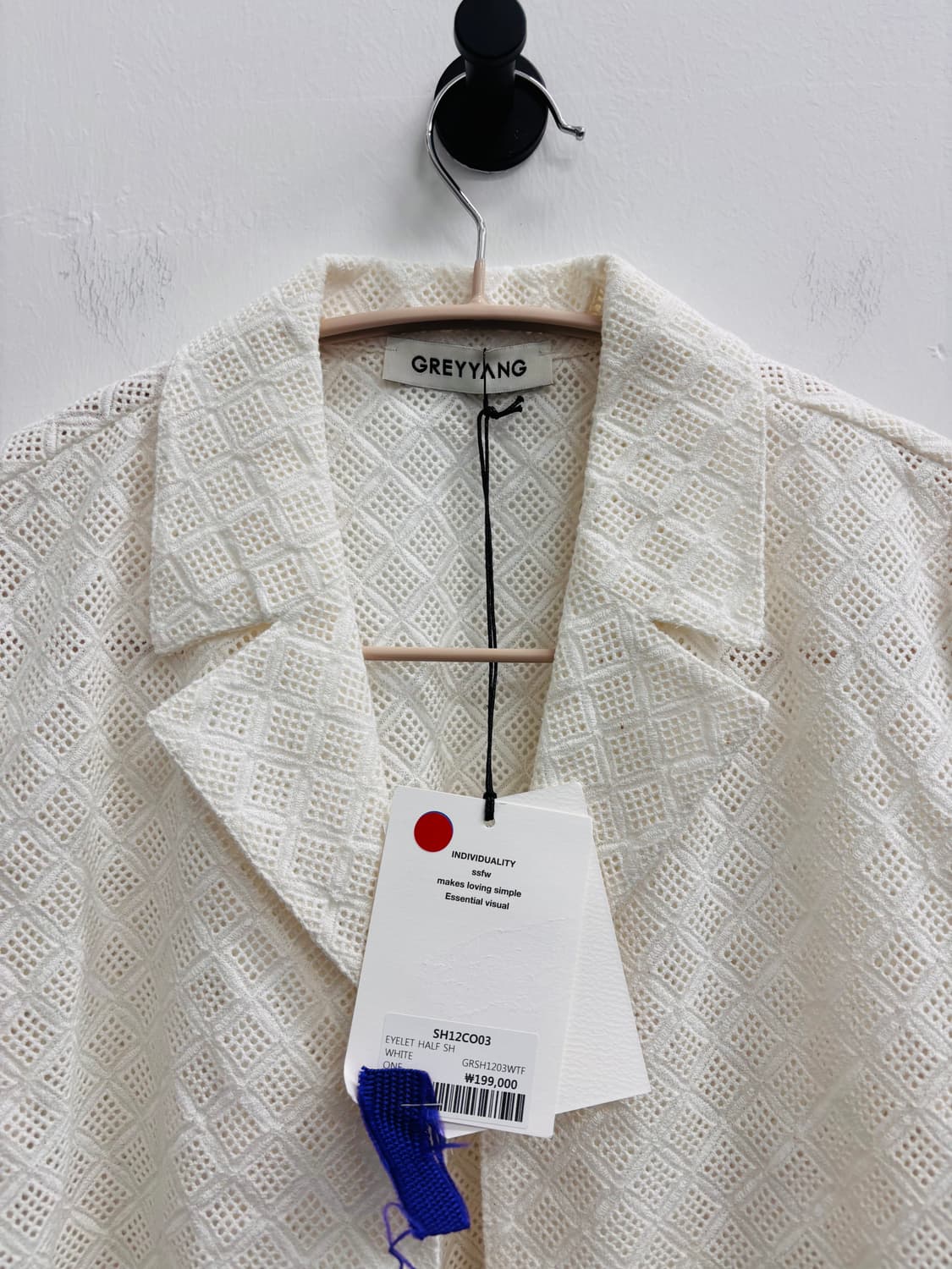 그레이양(GREYYANG) 아일렛 하프 셔츠 화이트 상품이미지4