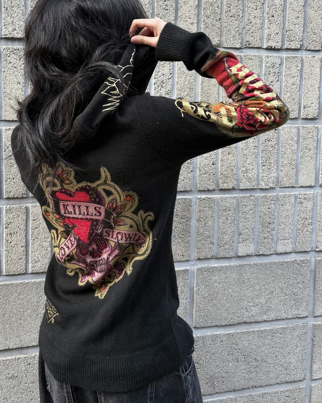 에드하디 올드스쿨 아트워크 슬림 후드집업 상품이미지6