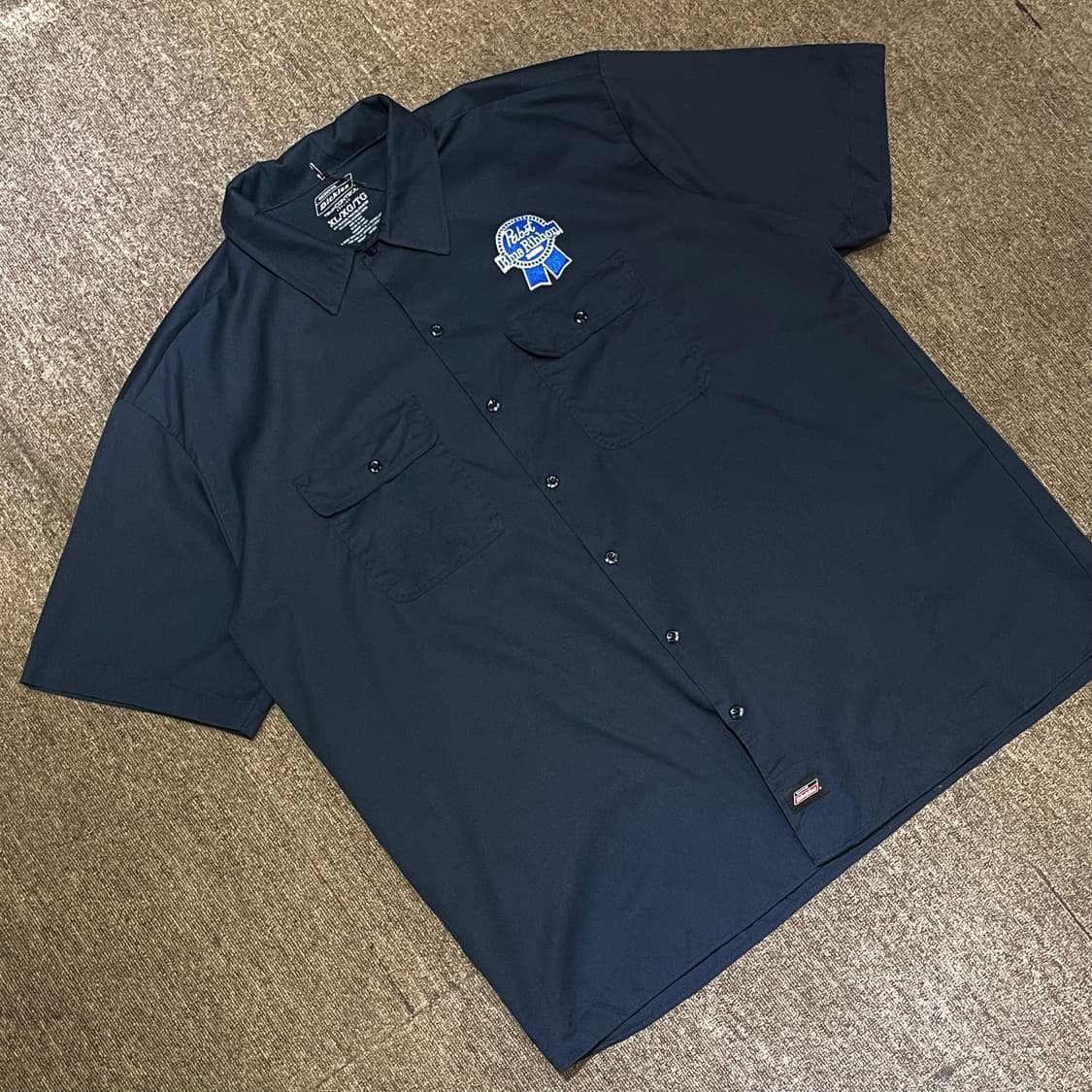 (XL) Dickies 디키즈 반팔 워크 셔츠 패치 네이비 상품이미지1