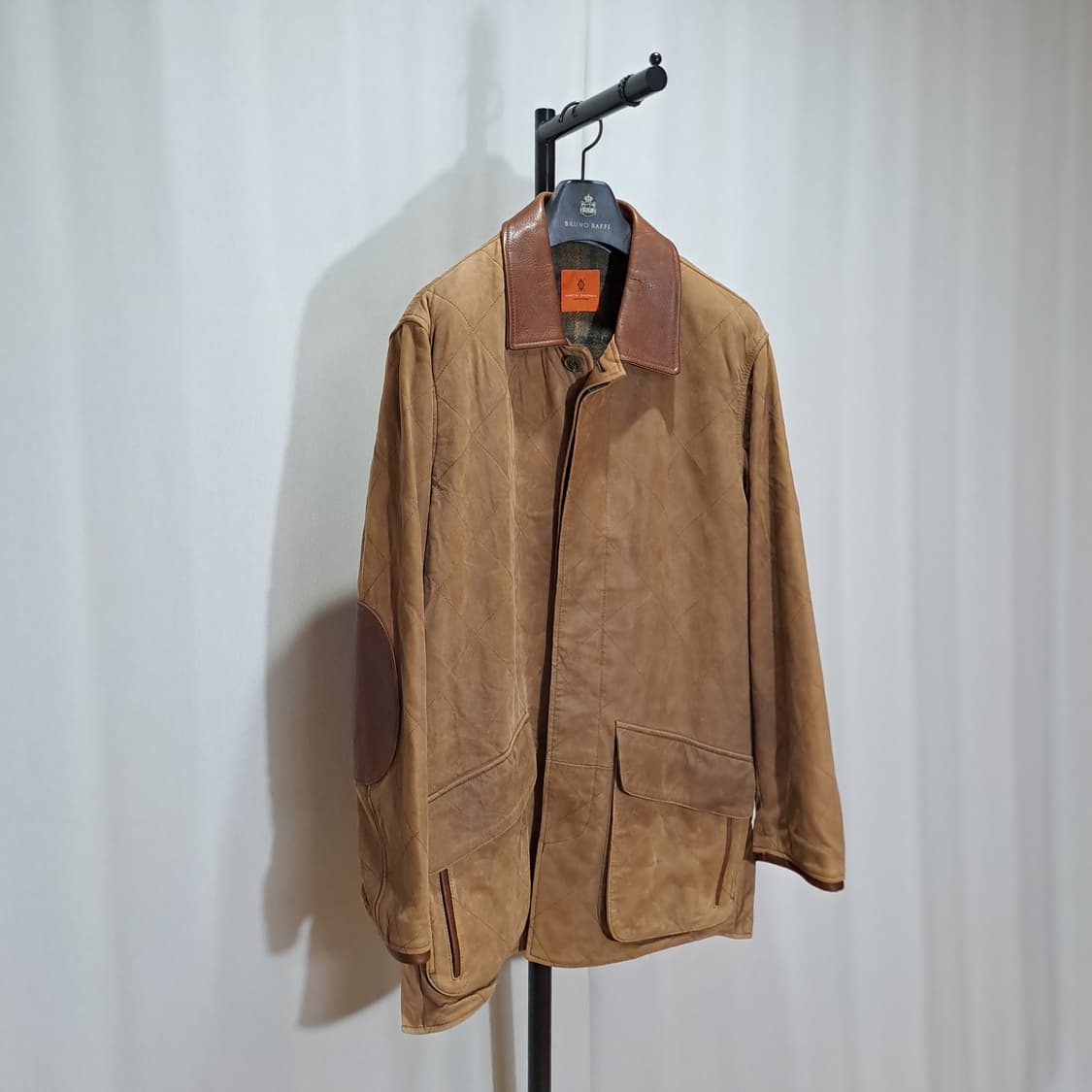 (택포) 시어링 가죽 퀼팅 자켓 잉글랜드 트위드 원단 120 B478 상품이미지4