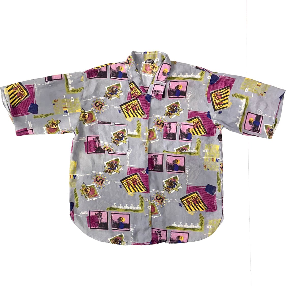 라이트퍼플 빈티지 하와이안 셔츠 L 상품이미지1