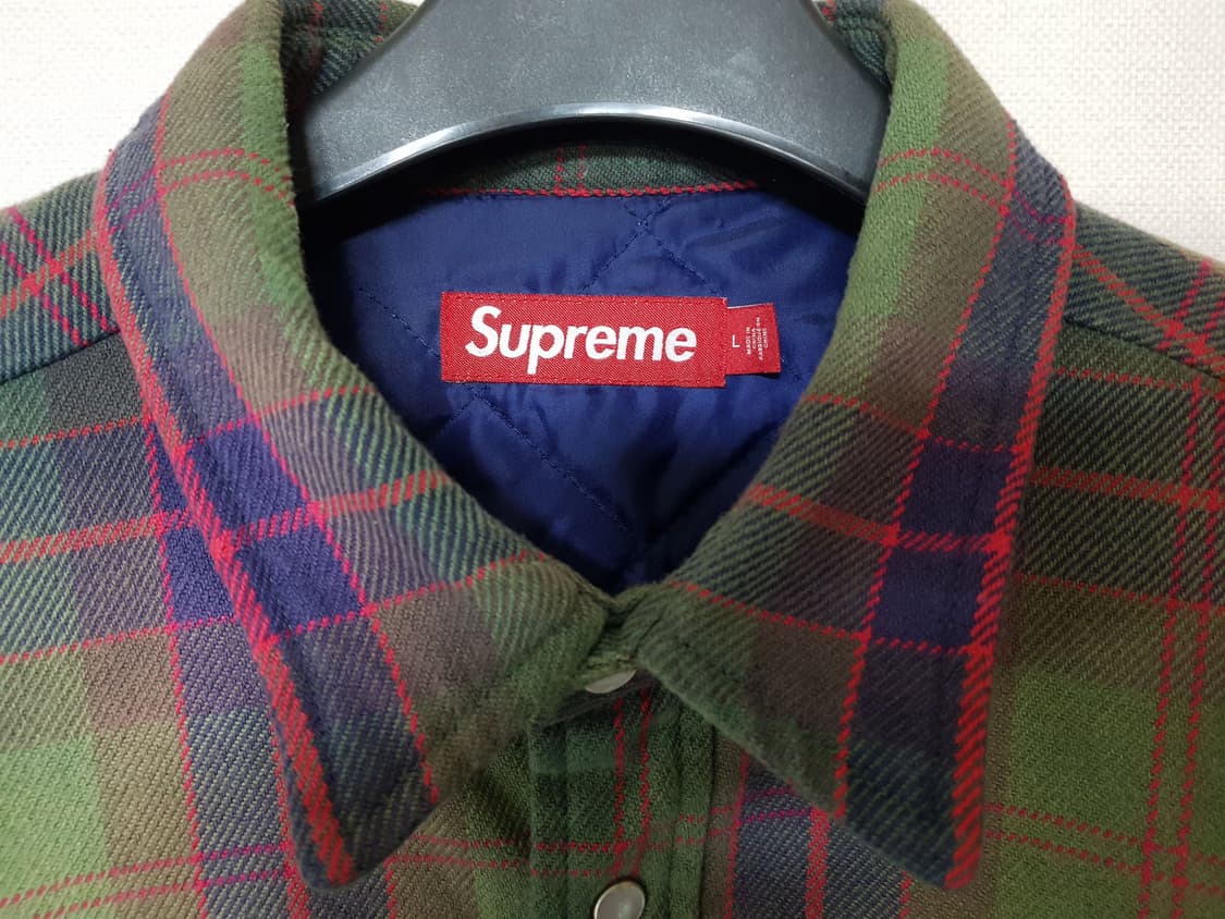 슈프림 퀼티드 플란넬 셔츠 자켓 그린 24SS 상품이미지6