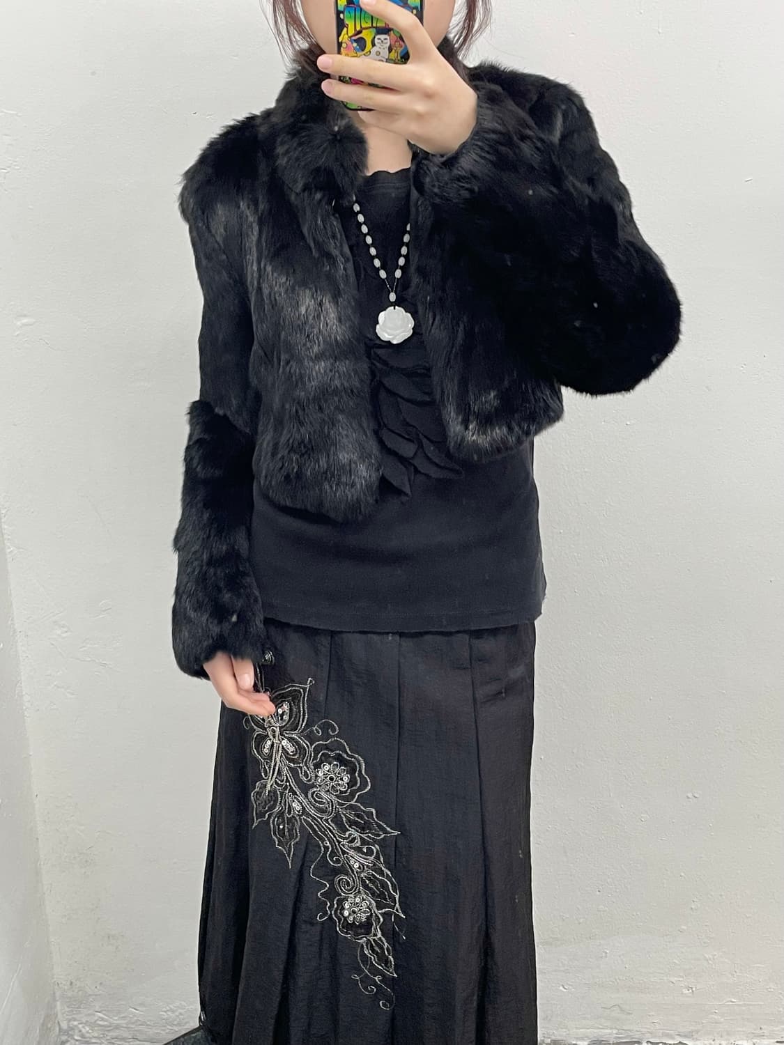 블랙 렉스 크롭 퍼자켓 상품이미지2