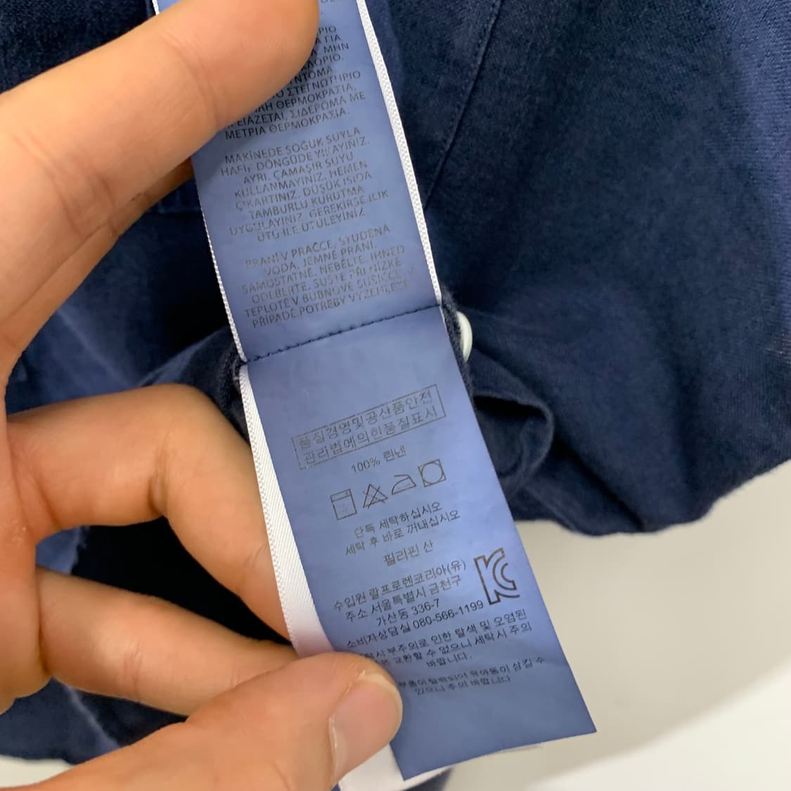폴로 우먼스 린넨 반팔 롤업 셔츠 네이비 상품이미지4