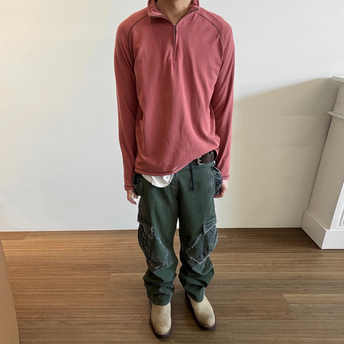 Contrast Stitch Detail Half-Zip Pullover 상품이미지1