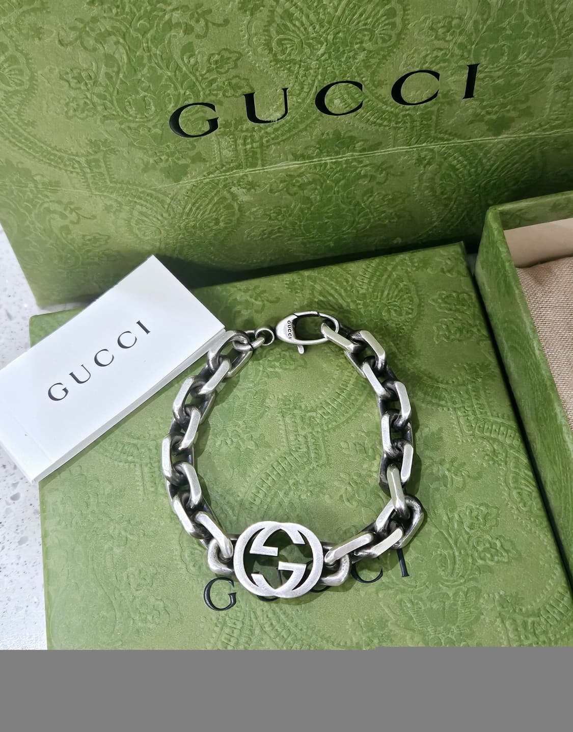 구찌 인터로킹 G 와이드 팔찌 17사이즈 [정품/풀구성] 상품이미지1