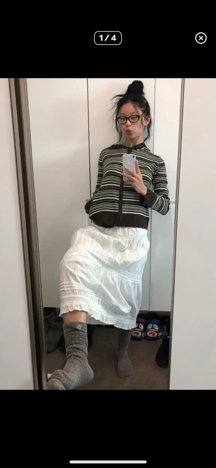 Coyseio 코이세이오 소프트 니트 집업 스트라이프 상품이미지1