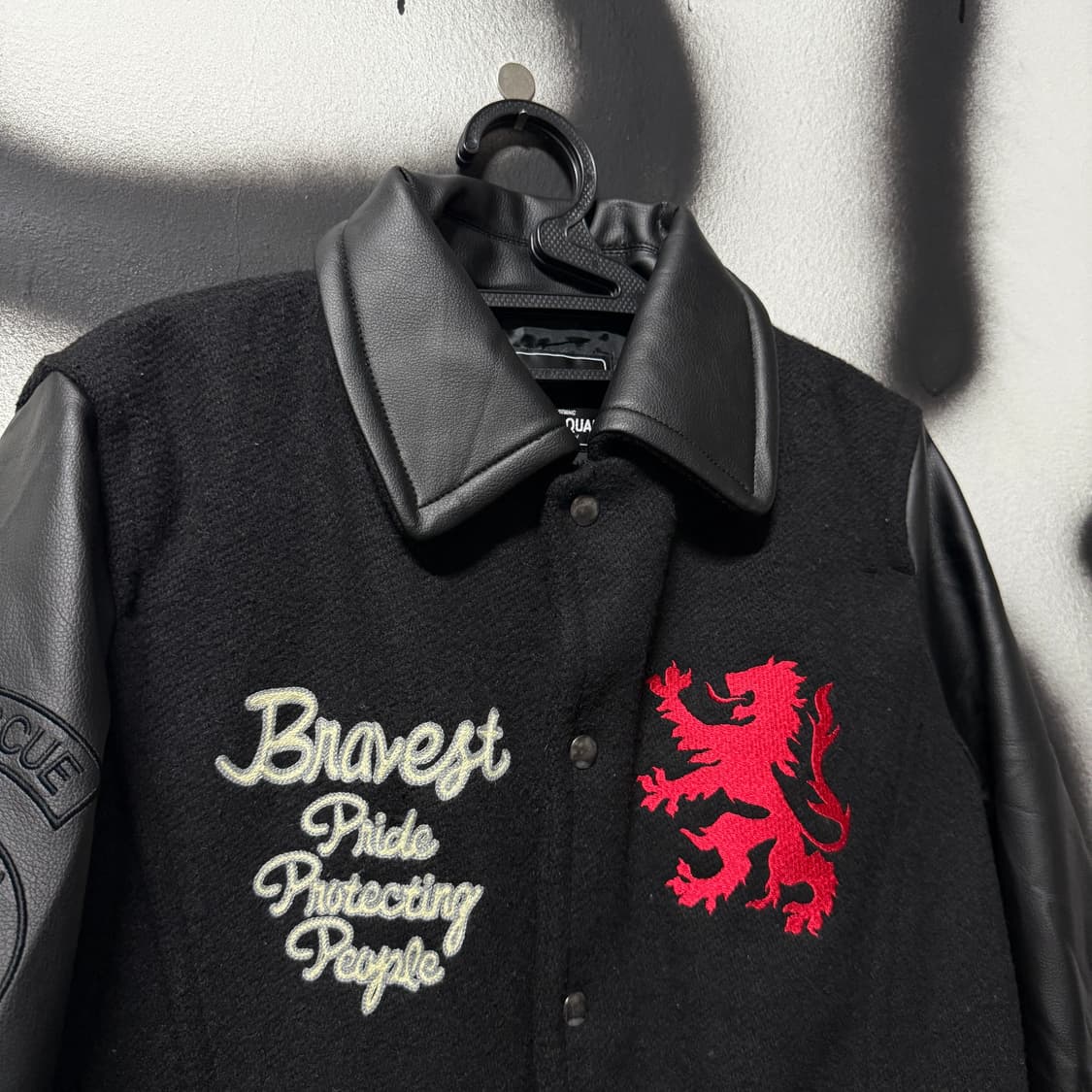 VTG 빈티지 울 혼방 멀티 디테일 레더 암 바시티 자켓 상품이미지3