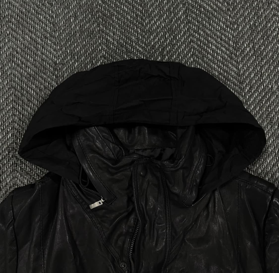 램스킨 슬림핏 히든후드 자켓 블랙 상품이미지3