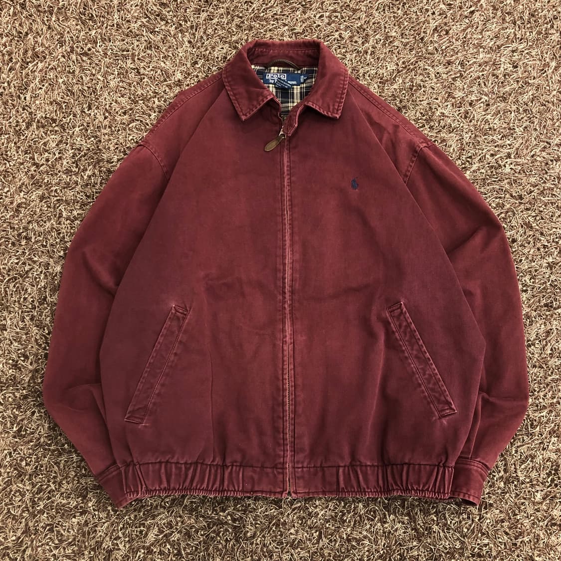 폴로 랄프로렌 버건디 해링턴 스윙톱 체크 라이닝 블루종 자켓 상품이미지1