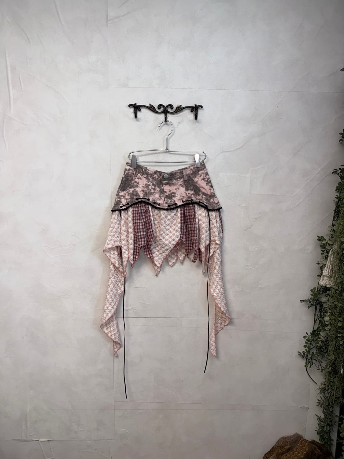 Baby pink tie dye unbalance ruffle sk 상품이미지1