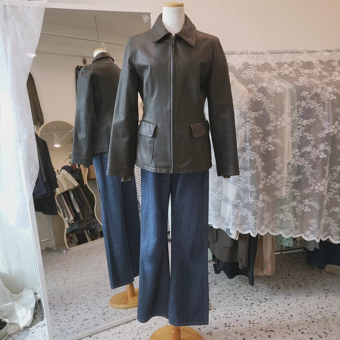 초코브라운 고트스킨 레더자켓 상품이미지10