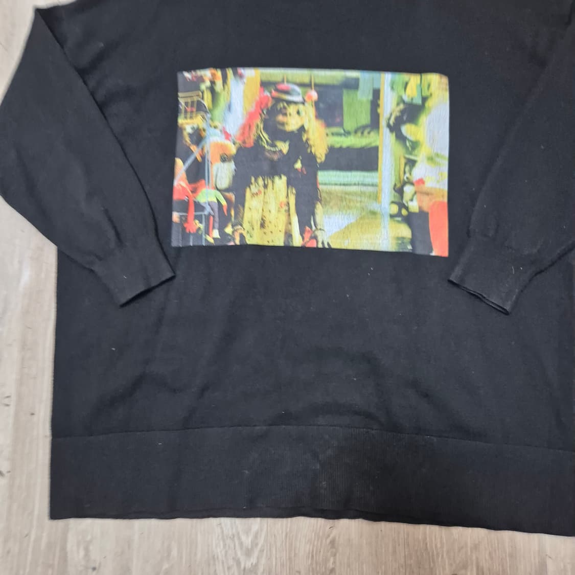 자라 KNIT 빅프린팅 7부 라운드넥 니트 상품이미지3