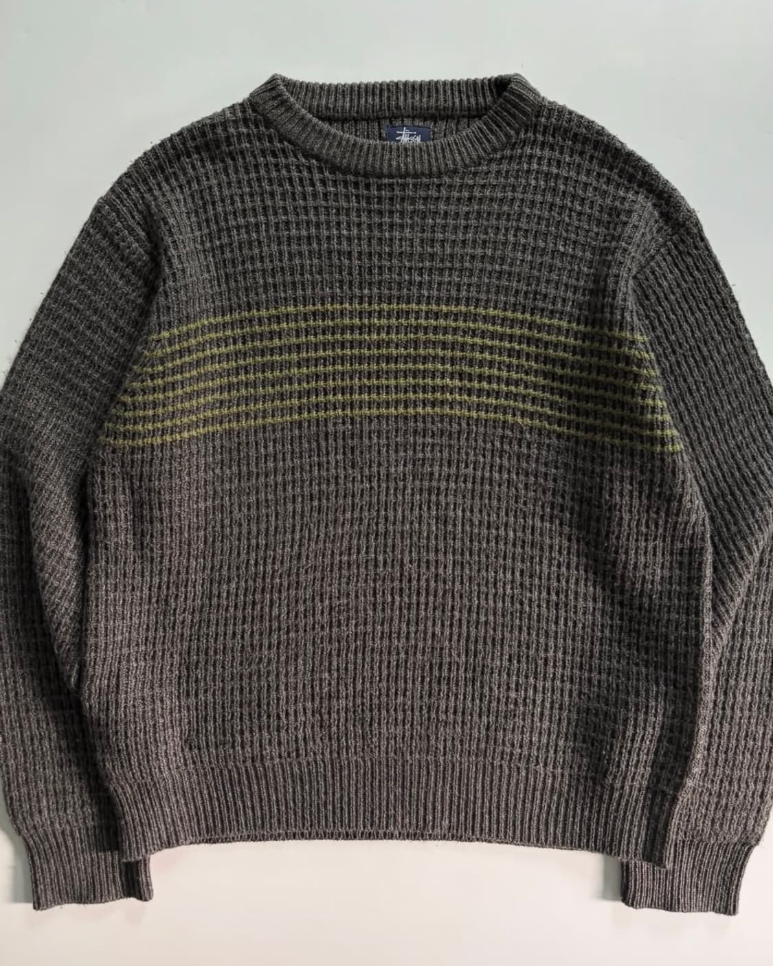 Stussy 스투시 90s 카키 와플 짜임 니트 상품이미지1