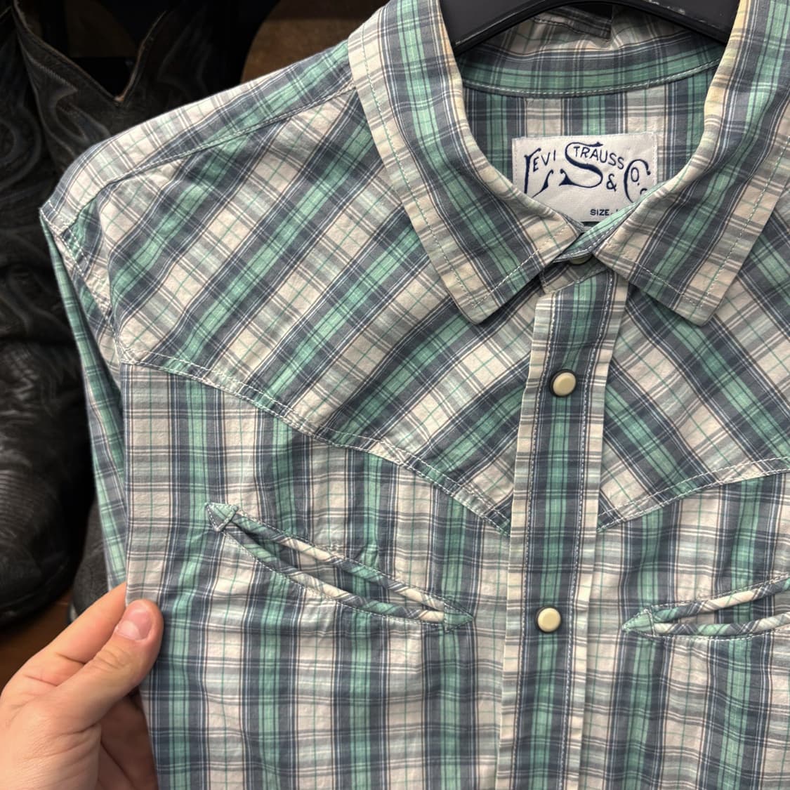 00s 리바이스 레트로 무드 플래드 체크 웨스턴셔츠 N597 상품이미지5