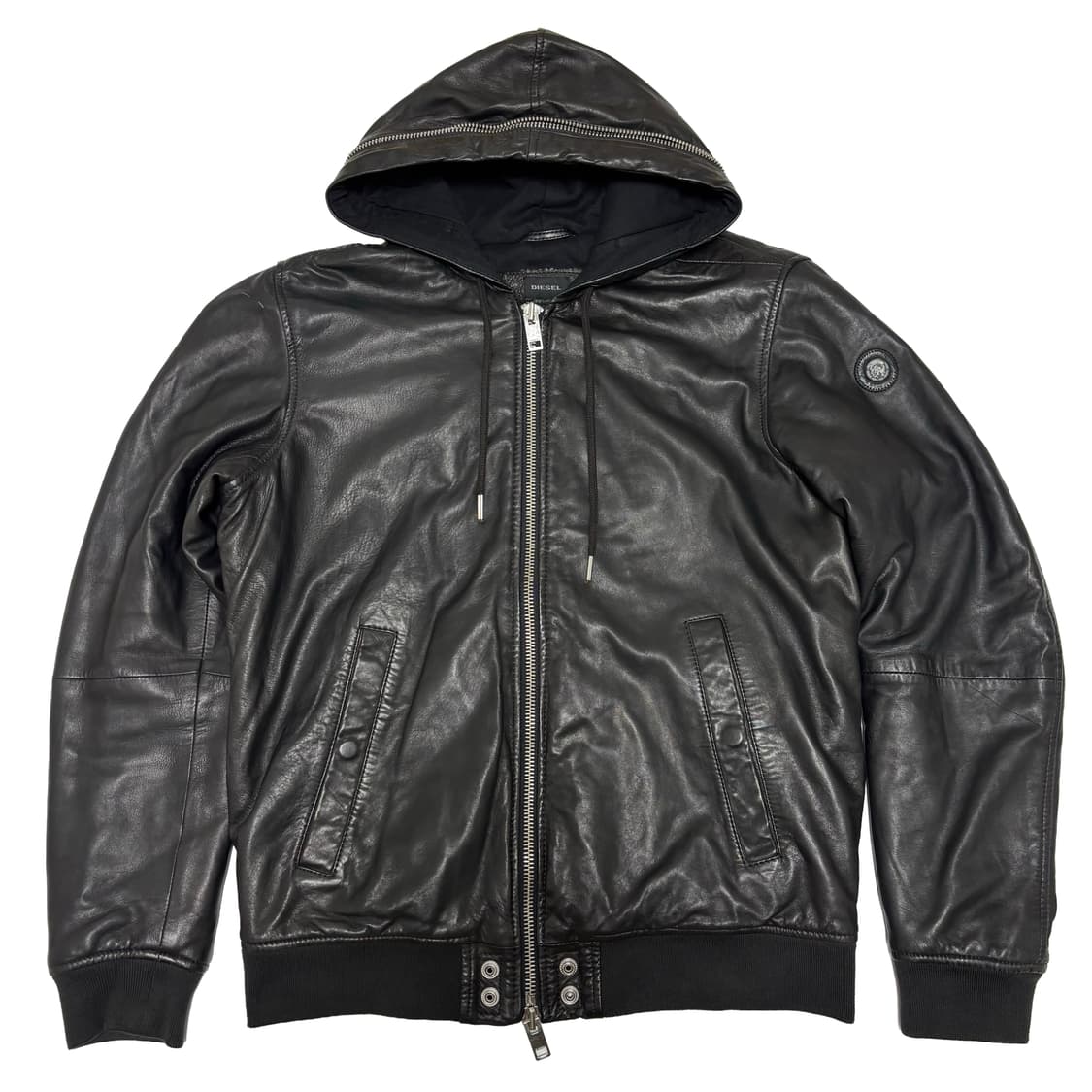 디젤(DIESEL) 램스킨 후드 레더 자켓 상품이미지1