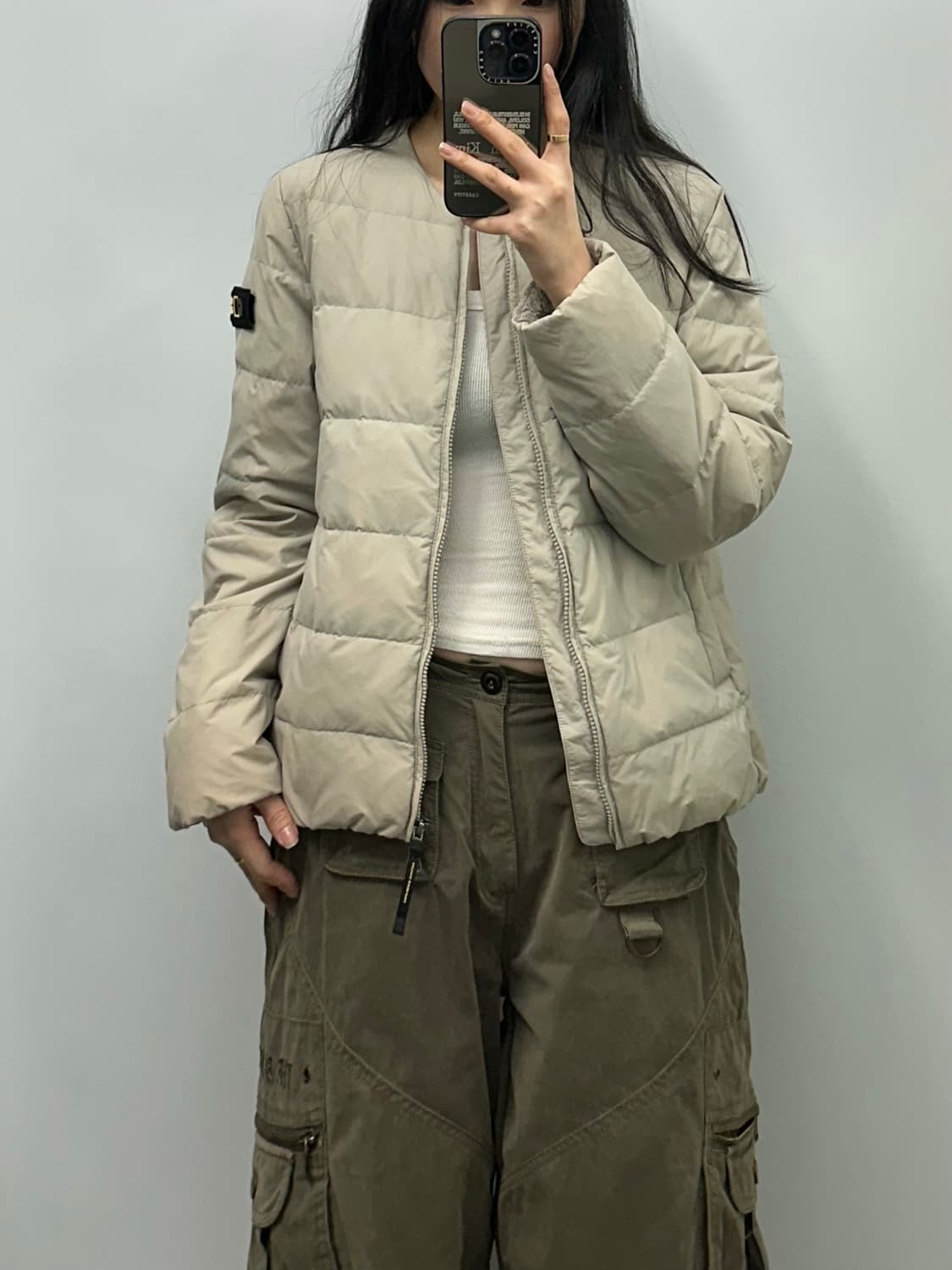 네셔널지오그래픽 와펜 베이지 경량 패딩 상품이미지2