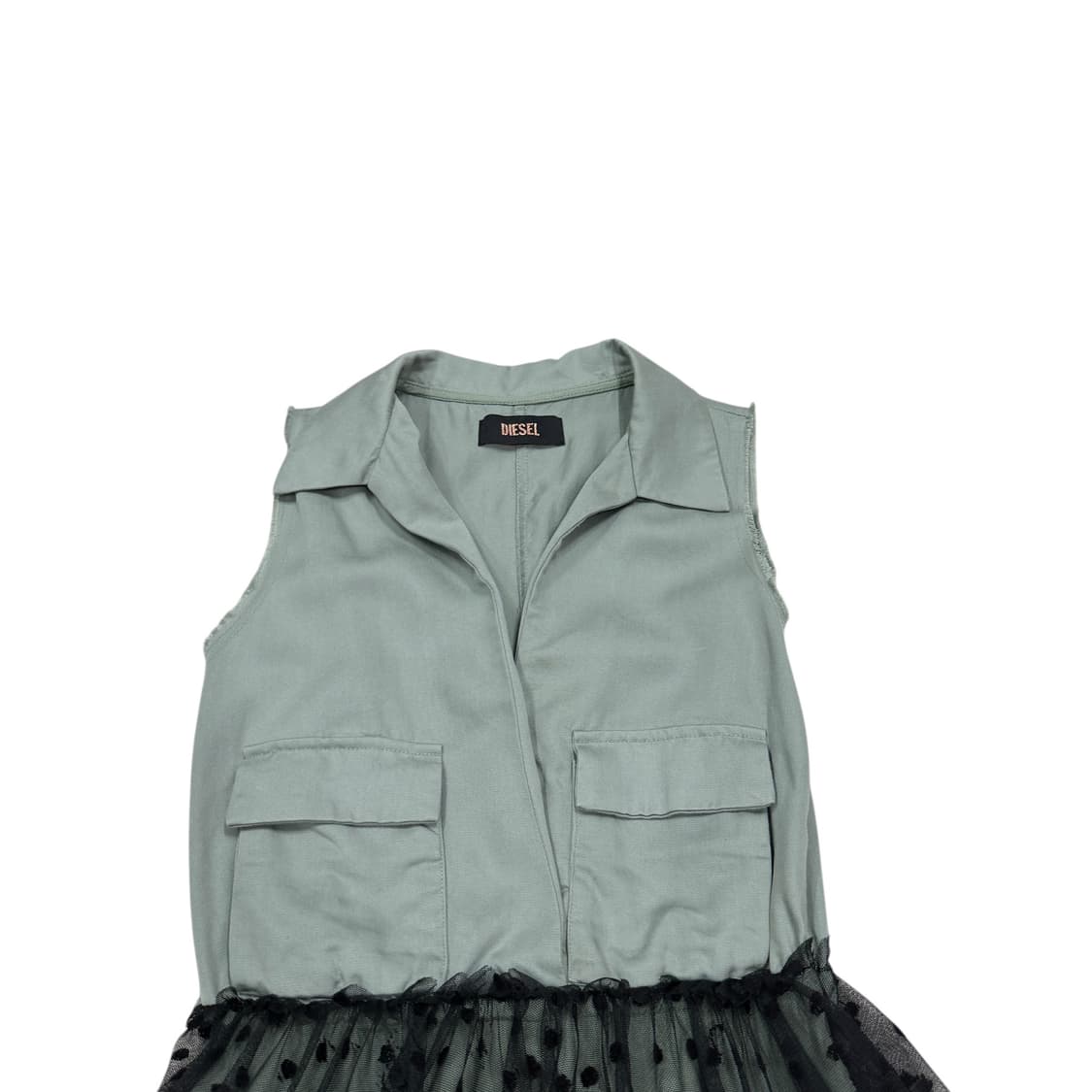 디젤 우먼 슬리브리스 드레스 레이스 나시 원피스 카키 블랙 2XS 상품이미지2