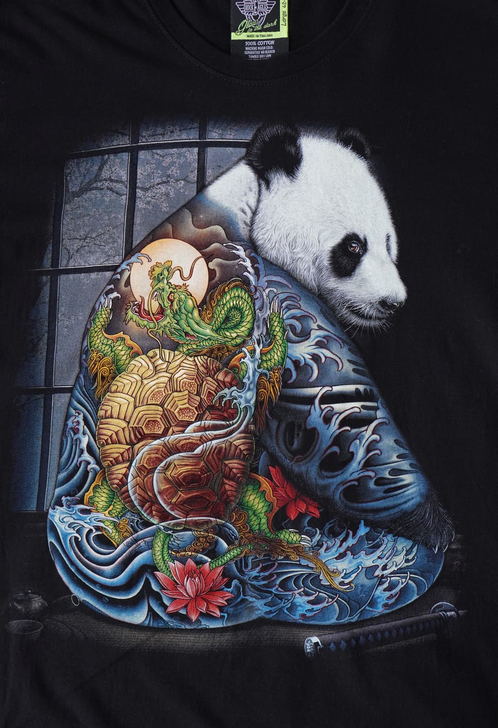 락이글 판다 드래곤 타투 그래픽 반팔 티셔츠 L 상품이미지2