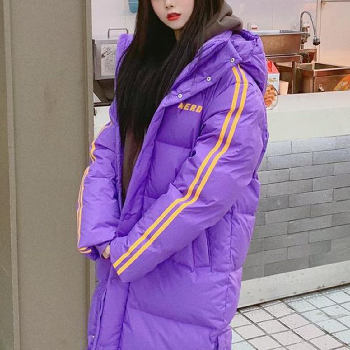 NDY 널디 다운 퍼플 롱패딩 S 상품이미지1