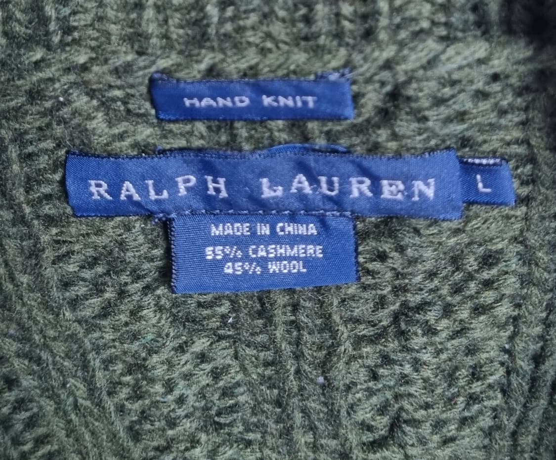 L (77) 폴로 카키 꽈배기 니트 오픈 가디건 캐시미어혼방 핸드니트 상품이미지3