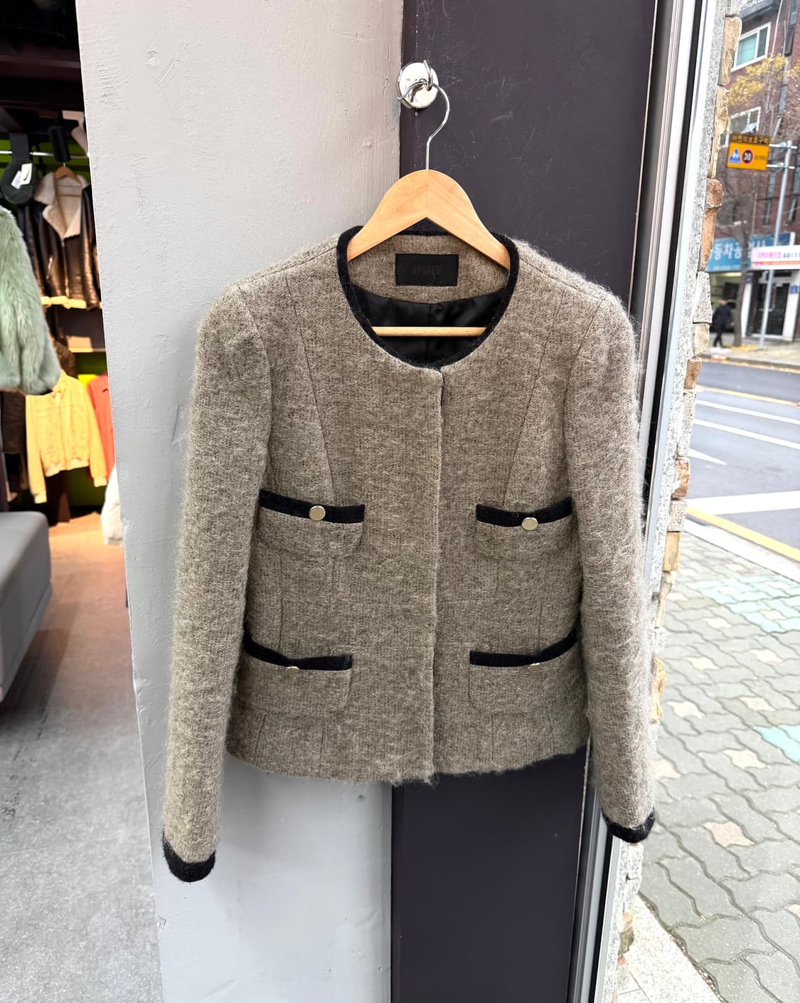 44~55/ 시스템 모헤어 트위드 금장버튼 자켓 상품이미지2