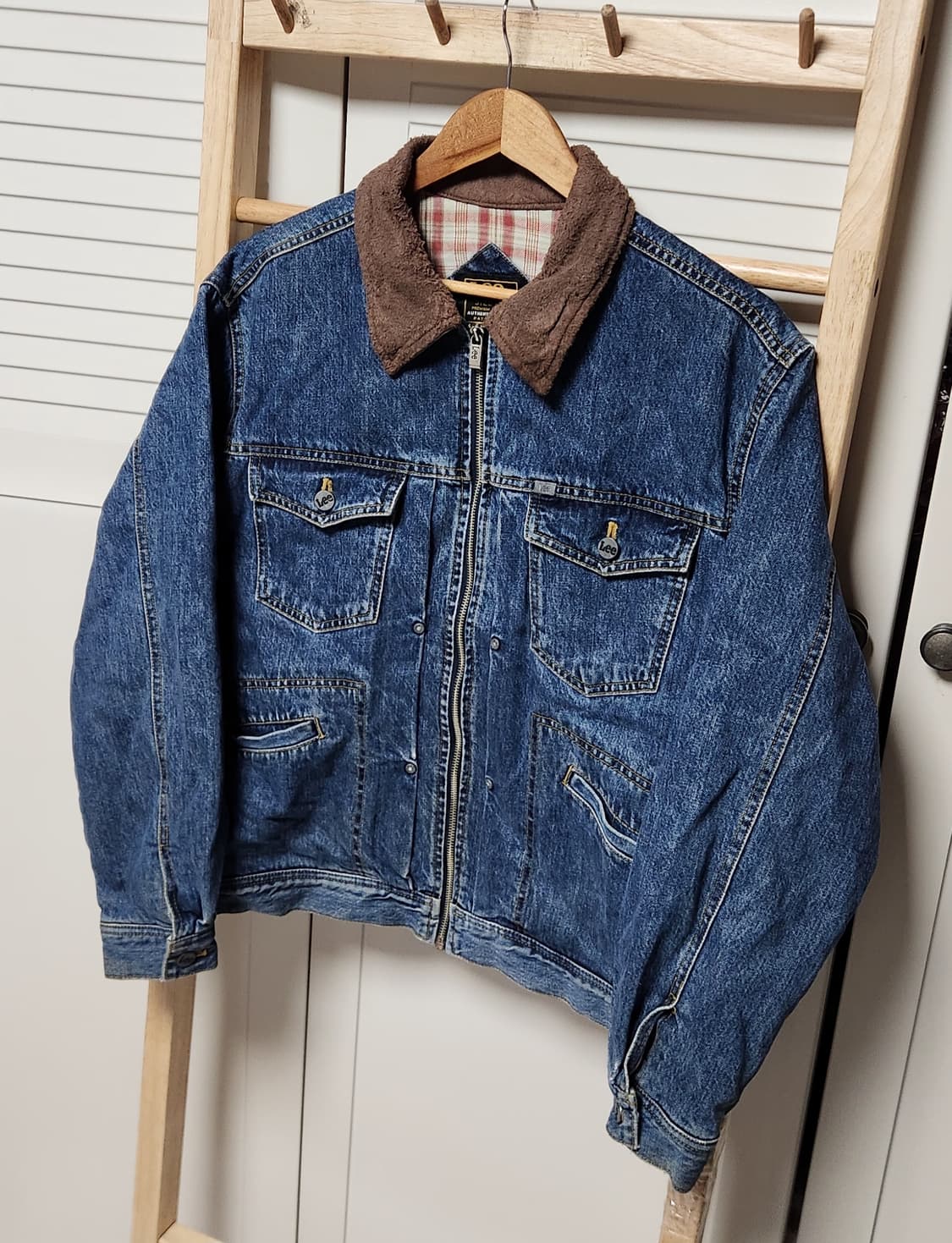 L Lee 90's 스웨이드 카라넥 데님 트러커 자켓 상품이미지2